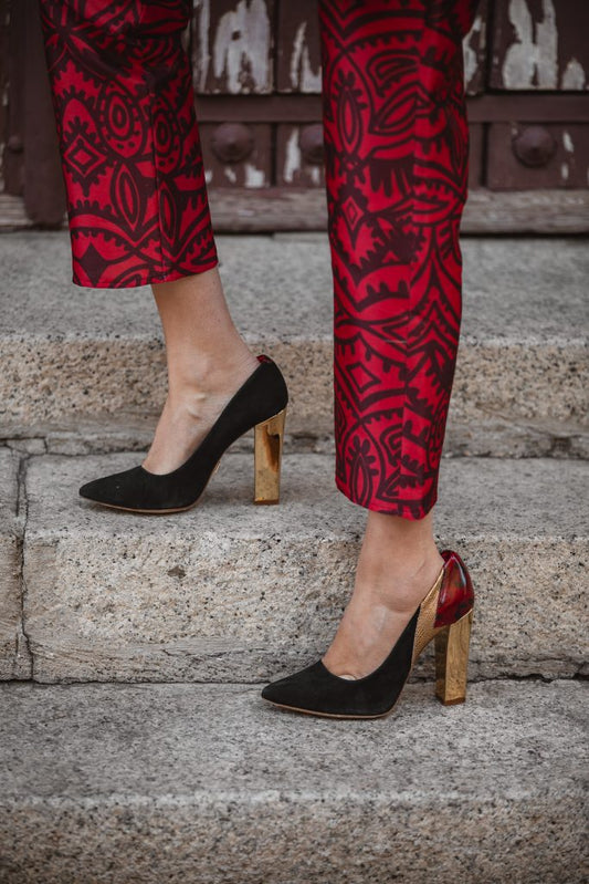 Pantalón recto estampado rojo