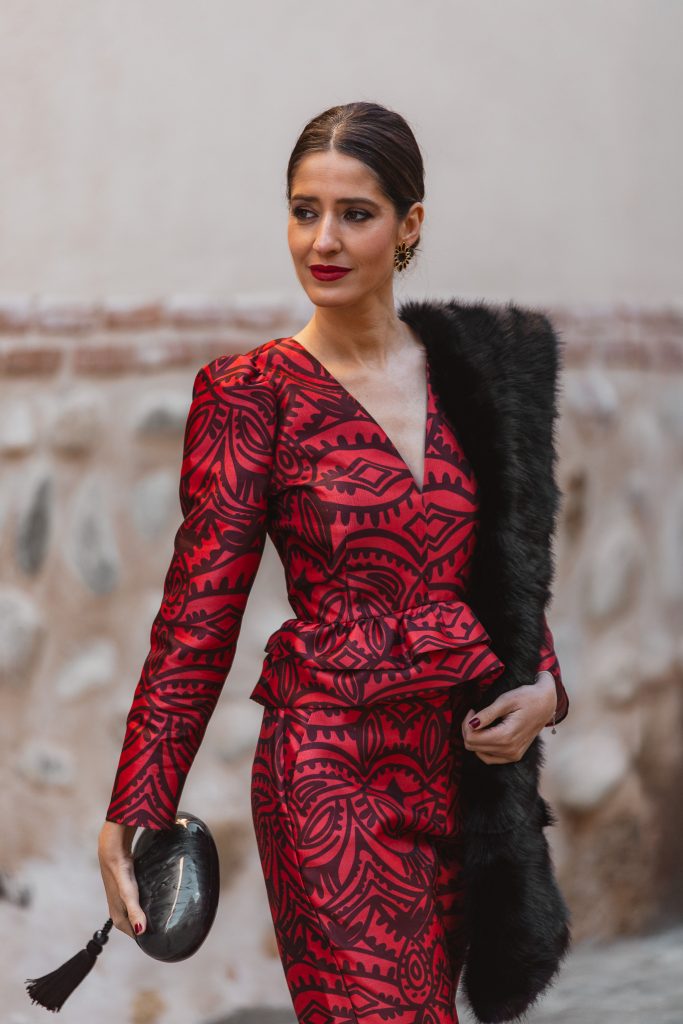 Top volantes estampado rojo