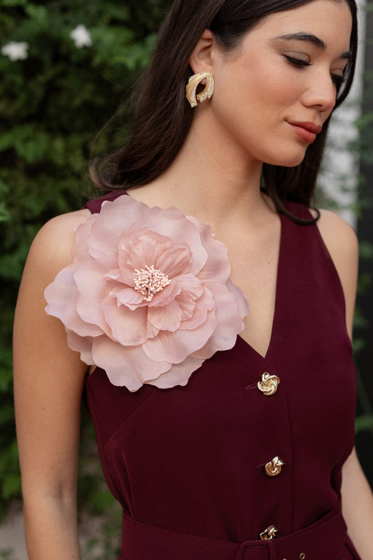 Broche Flor rosa palo