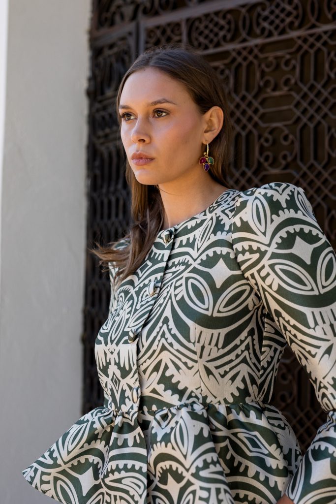Blusa Peplum estampado verde