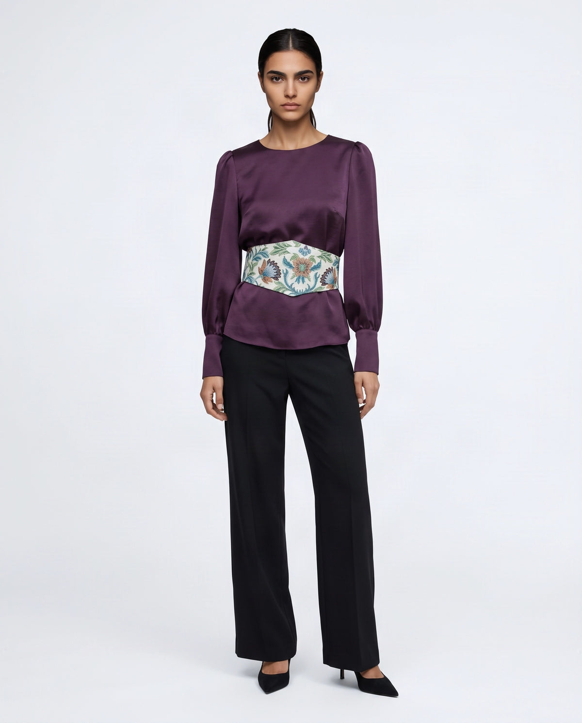 Blusa con fajín reversible