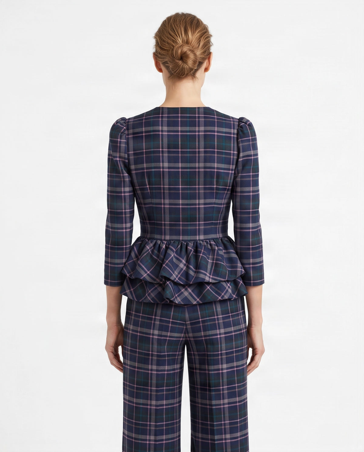 Top de Cuadros con Doble Volante Peplum