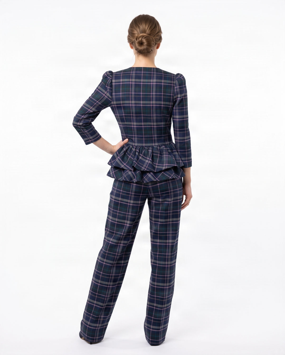 Top de Cuadros con Doble Volante Peplum
