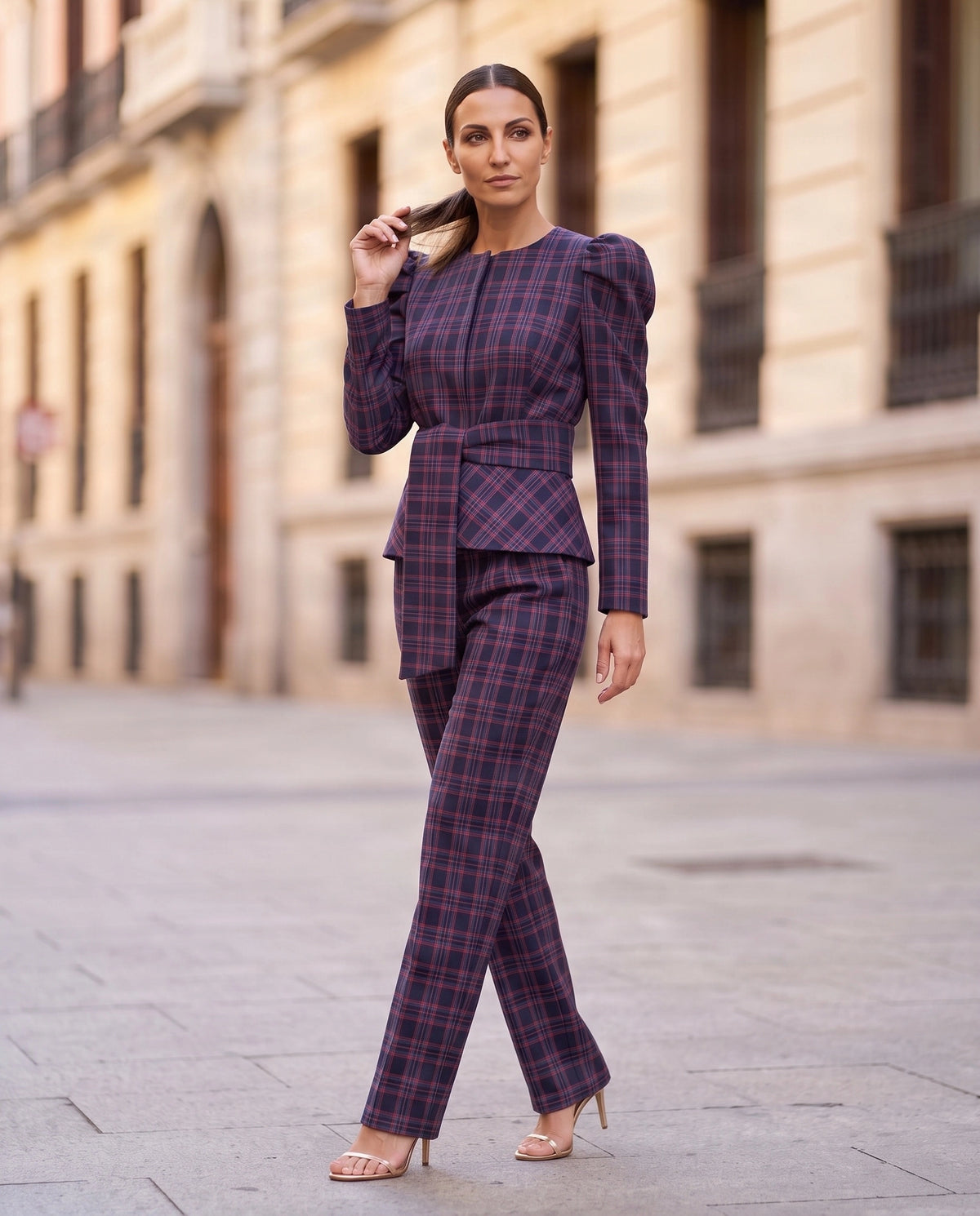 Pantalón Sastre de Cuadros azul y rojo